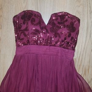 Maroon Strapless Homecoming Dress!!